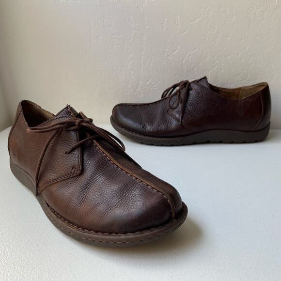 Born Oxfords Men\'s Size 12 Brown Lace-Up Pebbled Leather Split Toe Stitching main image 4